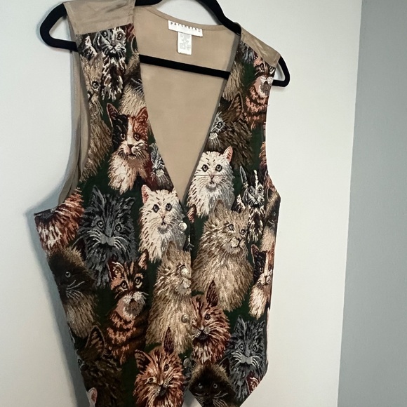 90s Vintage Tapestry Cat Vest - Picture 9 of 9